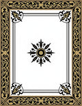 Vintage Black Gold Ornate Border Rug