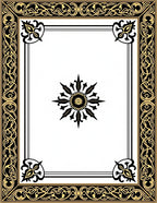 Vintage Black Gold Ornate Border Rug
