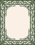 Elegant Emerald Floral Scroll Border Rug