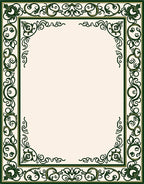 Elegant Emerald Floral Scroll Border Rug