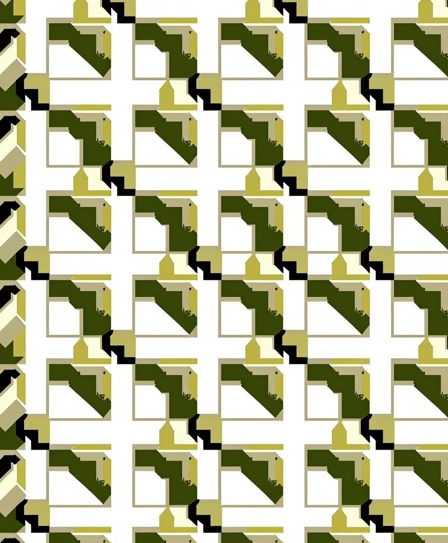 Geometric Angles With Olive Accents Rug