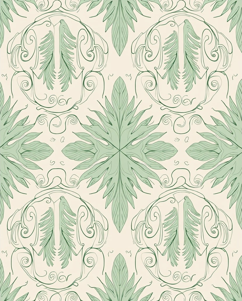 Art Nouveau Fern Swirl Pattern Rug
