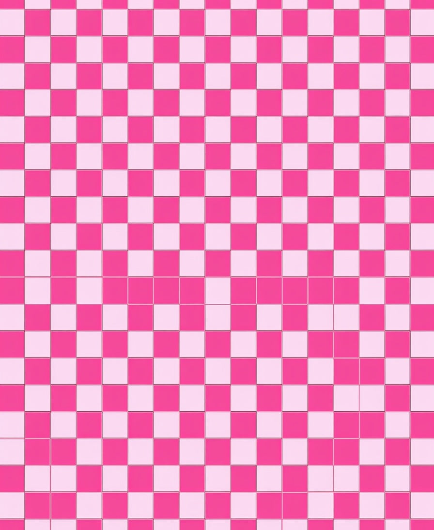 Pink Checkered Grid Pattern Rug
