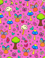 Whimsical Woodland Butterfly Mushroom Pattern Rug