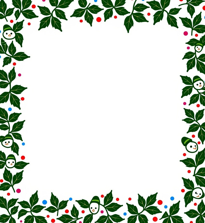 Whimsical green foliage with snowman accents Rug