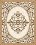 Elegant Brown Scrollwork Oval Mandala Design Rug
