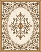 Elegant Brown Scrollwork Oval Mandala Design Rug