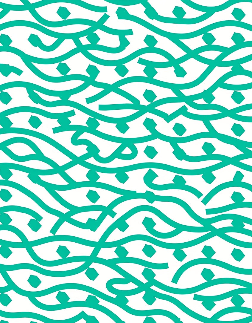 Teal Wavy Diamond Pattern Rug