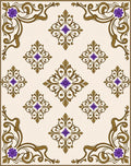 Ornate Floral Diamond Pattern Rug