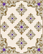 Ornate Floral Diamond Pattern Rug