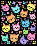 Cute Colorful Cat Faces Pattern Rug