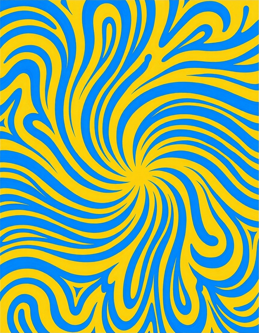 Blue Yellow Swirl Pattern Rug