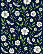 Nature Inspired Floral Butterfly Pattern Rug