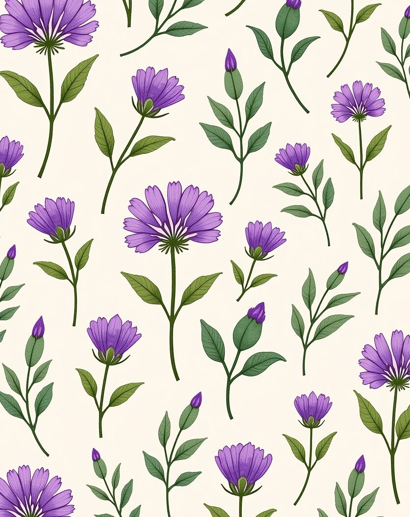 Purple Floral And Leaf Pattern Rug