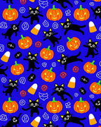Playful Black Cats Pumpkins Pattern Rug