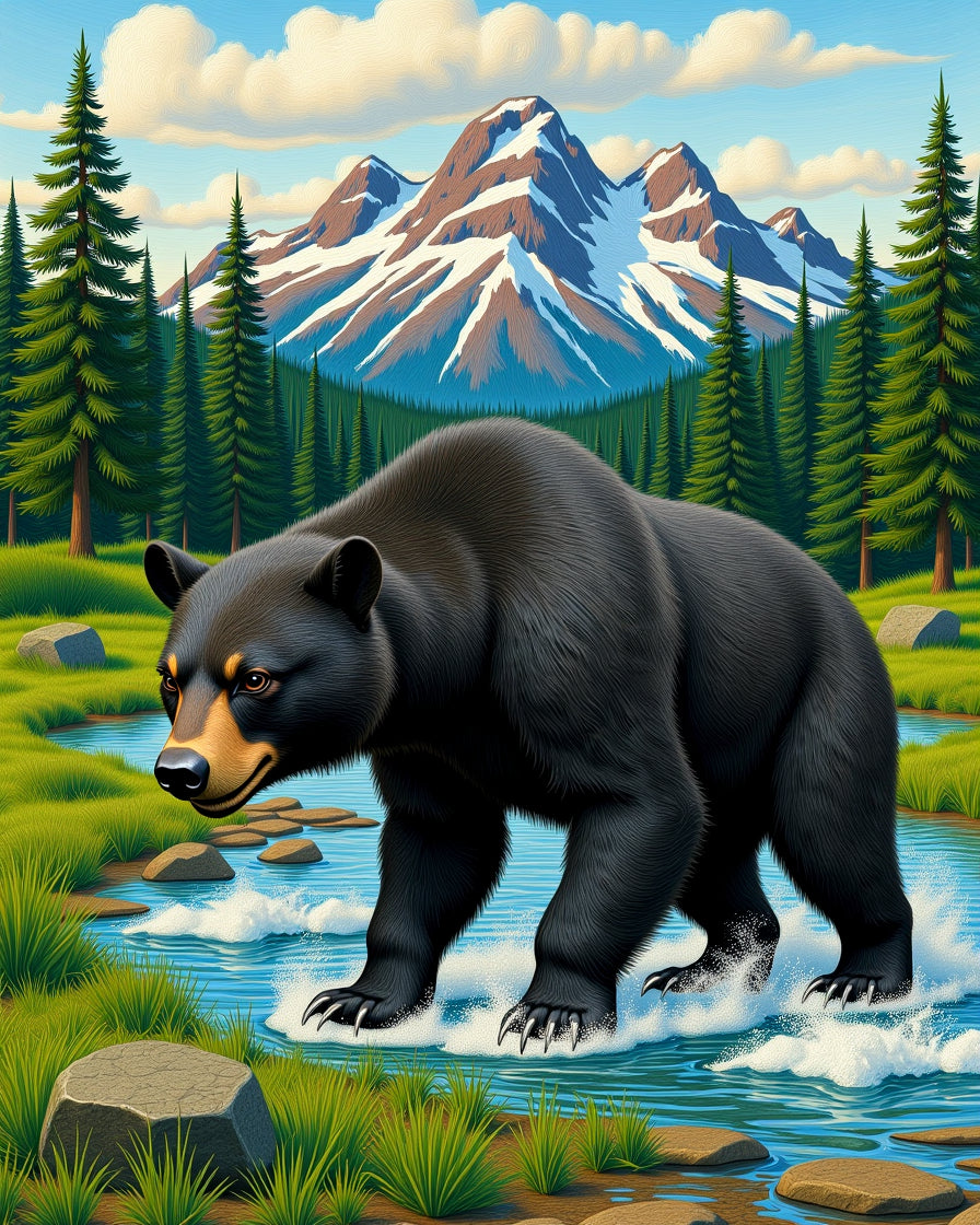Majestic Bear Nature Scene Rug