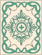 Elegant Teal Scrollwork Floral Medallion Rug