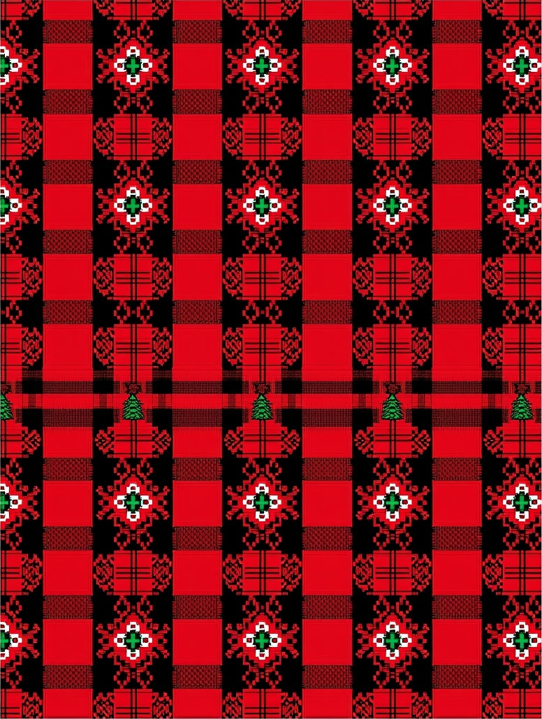 Classic Red Black Plaid Festive Pattern Rug