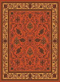 Intricate Floral Border With Deep Orange Tone Rug