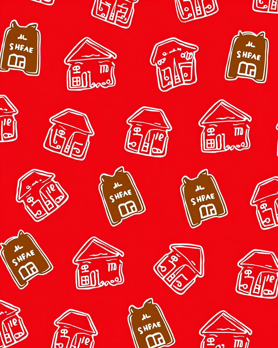 Charming Houses with Signage Pattern Rug