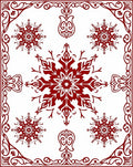 Red Snowflake Scrollwork Pattern Rug