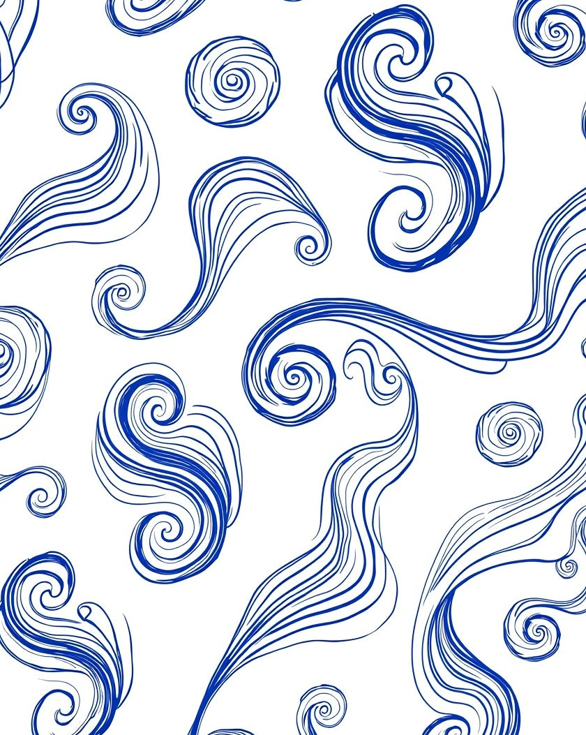 Blue Swirls Abstract Waves Design Rug