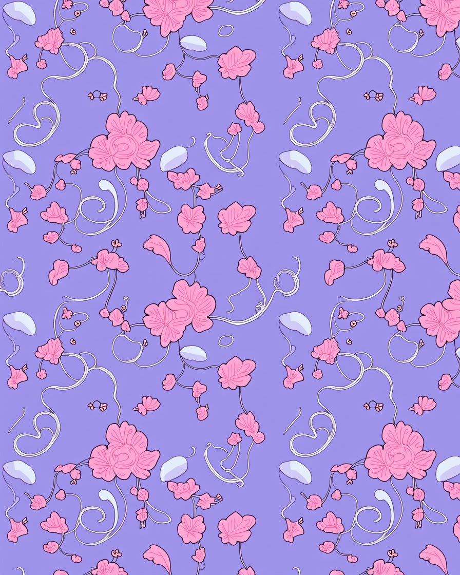 Pink Floral Swirls Lavender Pattern Rug