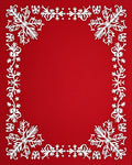 White Snowflake Bordered Red Design Rug