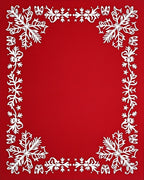 White Snowflake Bordered Red Design Rug