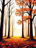 Autumn Forest Pattern Red Leaves Rug