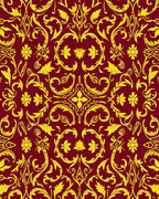 Ornate Gold Floral Vines Rug