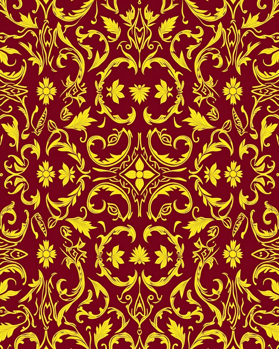 Ornate Gold Floral Vines Rug