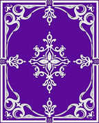 Elegant Purple White Floral Border Rug