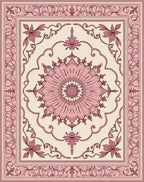 Pink Floral Medallion Decorative Rug