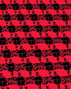 Bold Red Black Abstract Lines Design Rug
