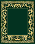 Elaborate Golden Floral Scroll Border Rug