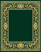 Elaborate Golden Floral Scroll Border Rug