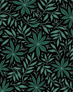 Dark Botanical Leaf Pattern Rug