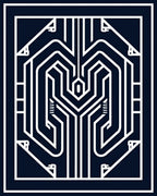 Geometric Circuit Board Inspired Design Rug