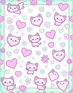 Kawaii Pink Cat Heart Pattern Rug