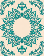 Teal Floral Medallion Design Rug