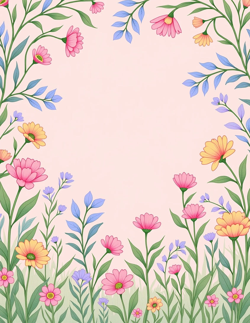 Whimsical Floral Garden Pattern Rug