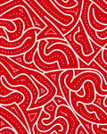 Red White Abstract Wavy Lines Rug