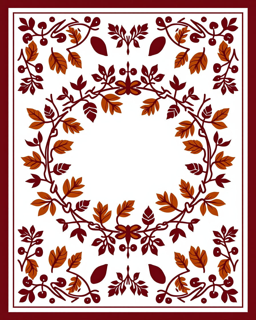 Autumn Leaves Berries Garland Rug