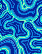 Fluid Blue Green Abstract Design Rug