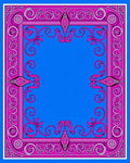 Vibrant Pink Swirl Bordered Blue Rug