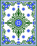 Elegant Blue Green Floral Medallion Design Rug