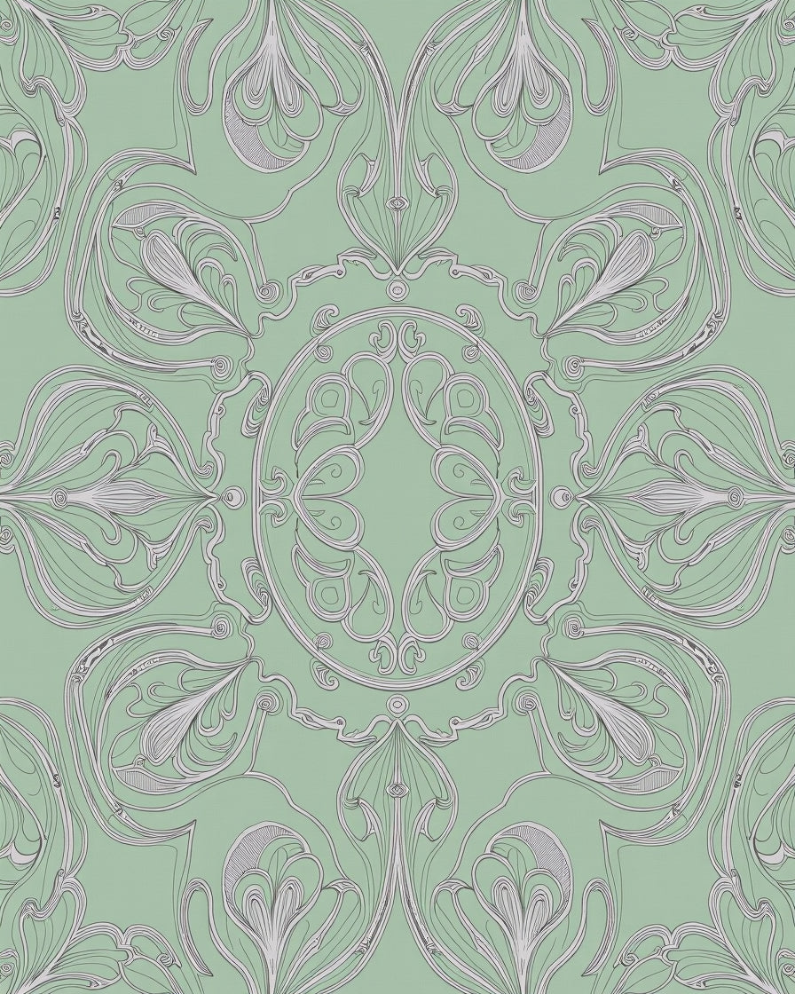 Art Nouveau Floral Outline Design Rug