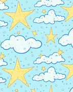 Dreamy Sky Star and Cloud Pattern Rug