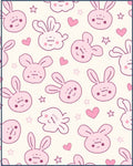 Cute Pink Bunny Heart Stars Design Rug